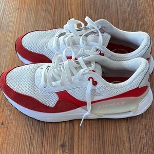 Nike Red and White Air Max Athletic Shoes
